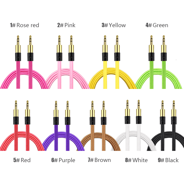 AUX-kabel 3,5 mm - Slitstark Guldpläterad Ljudkabel till Mobil, Högtalare & Bil (1 meter) ROSA