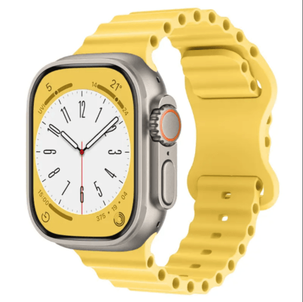 Wave Ocean Sportarmband i Silikon till Apple Watch 42–49mm – Gul