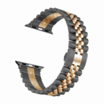 Lyxig Apple Watch Metall Armband i Stainless Steel  - Till 42mm / 44mm / 45mm / 49mm - Svart/Roseguld