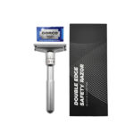 Säkerhetshyvel Safety Razor Silver – Dubbeläggad Professionell Rakhyvel i Metall