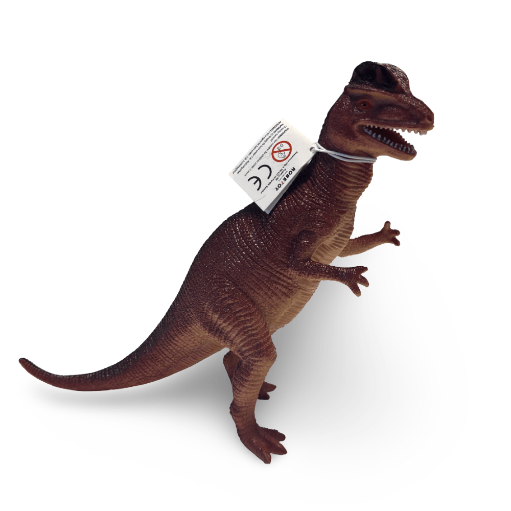 dino-Dilophosaurus-4 Dilophosaurus Brun Dinosaurier - CA 20 cm - Stora, Stabila & Robusta Dinosauriers - Bild 1