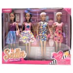 4-pack Modedockor – Dockor med Klänningar & Accessoarer – Lekset med Färgglada Outfits för Kreativ Rollelek