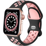 Silikon Sportarmband till Apple Watch 42–49mm – Svart/Rosa