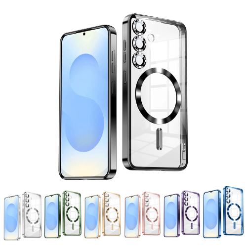 samsung-s24-25-metallic-sidhuvud-svart Samsung S26 Skal TPU Metallic – Magnetiskt kompatibel - Svart - Bild 1