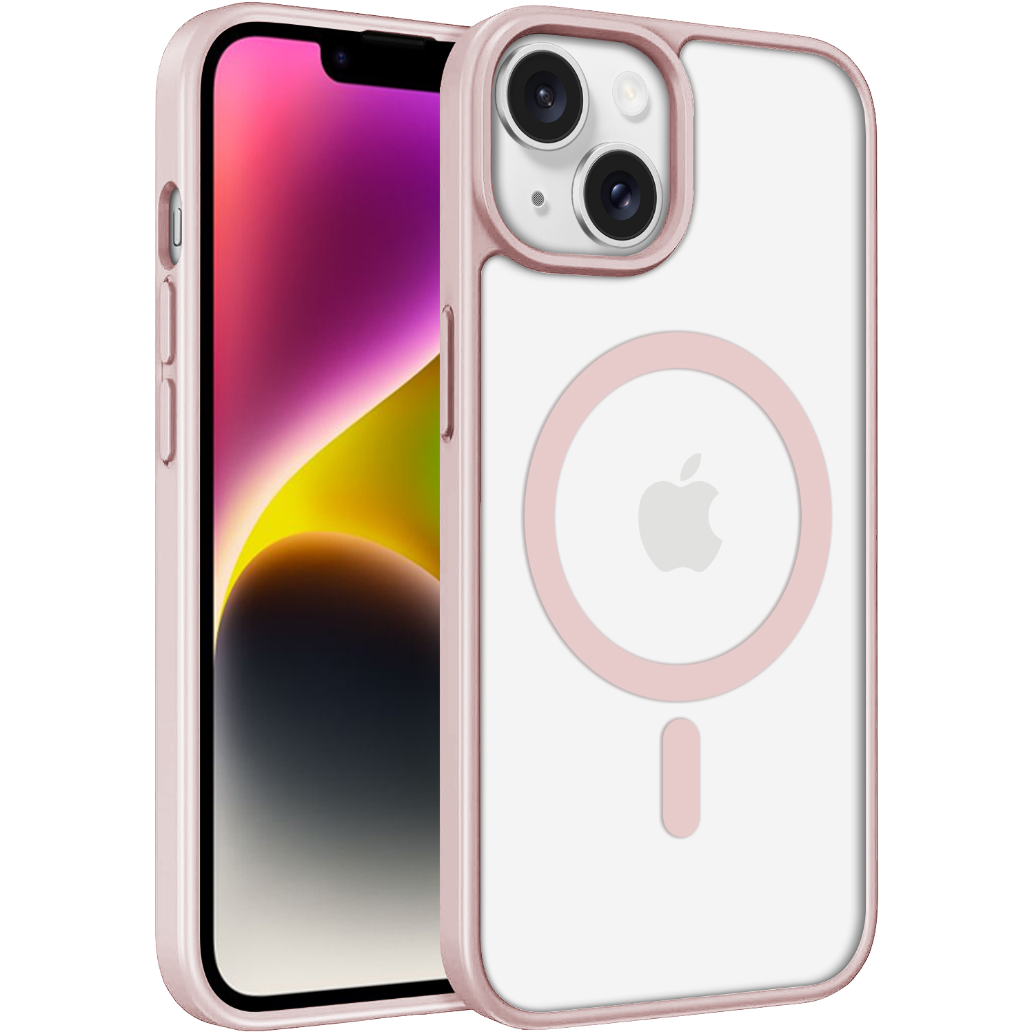 acrylic-color-13-14-pink iPhone 15 Skal MagSafe – Transparent Stöttåligt Magnetiskt Skal - Rosa - Bild 1