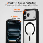 iPhone 17 PRO Skal MagSafe – Transparent Stöttåligt Magnetiskt Skal - Svart - Bild 3