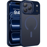 iPhone 18 PRO Skal Frostad Design Magnetiskt kompatibel - Mörkblå