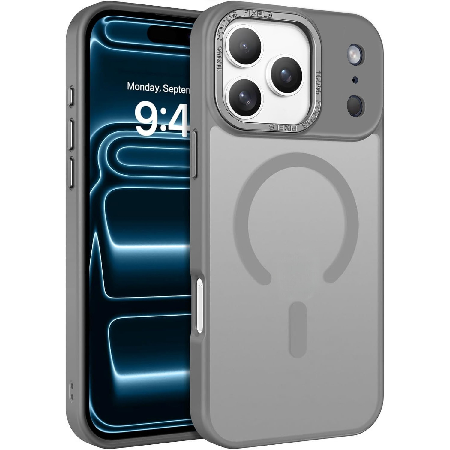 iphone17pro-promax-frostad-gray iPhone 18 PRO Skal Frostad Design Magnetiskt kompatibel - Grå - Bild 1